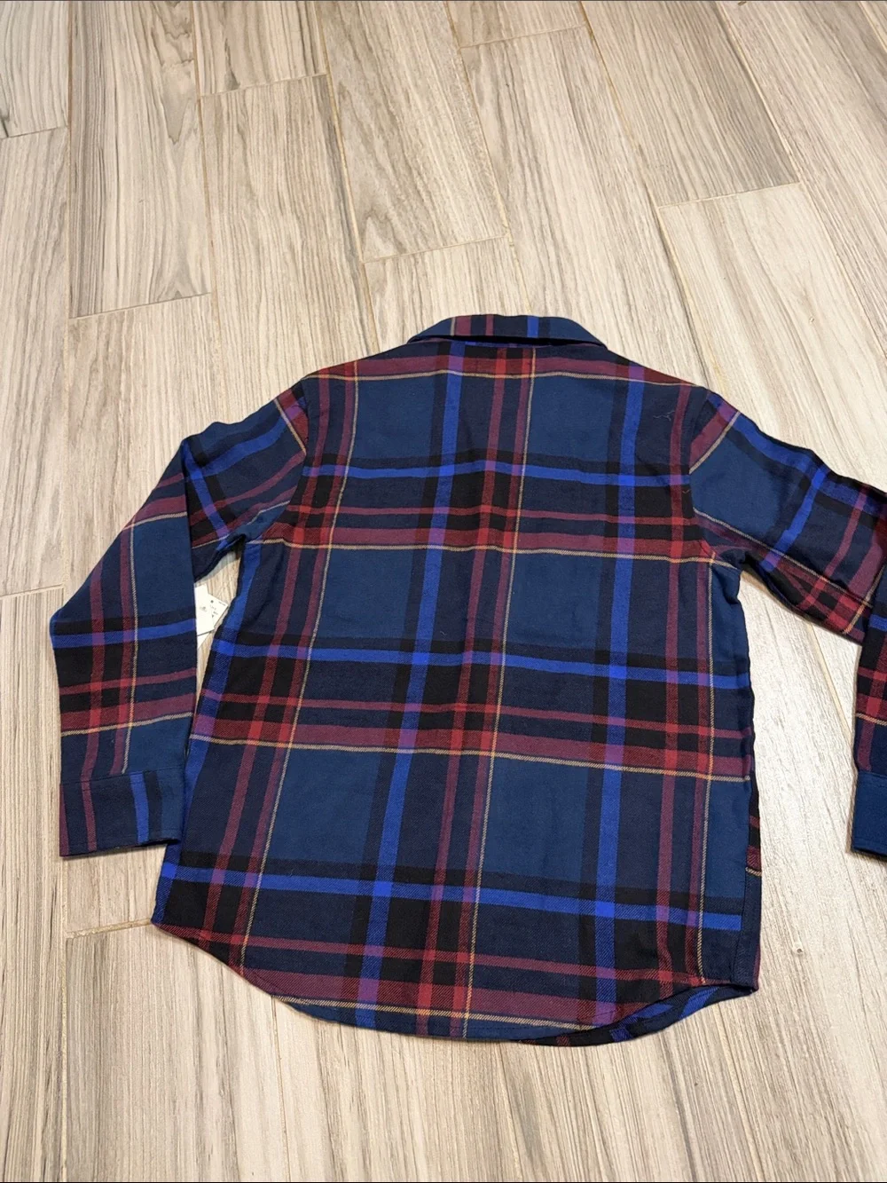 Old Navy Navy Blue and Red Plaid Button-Up Shirt